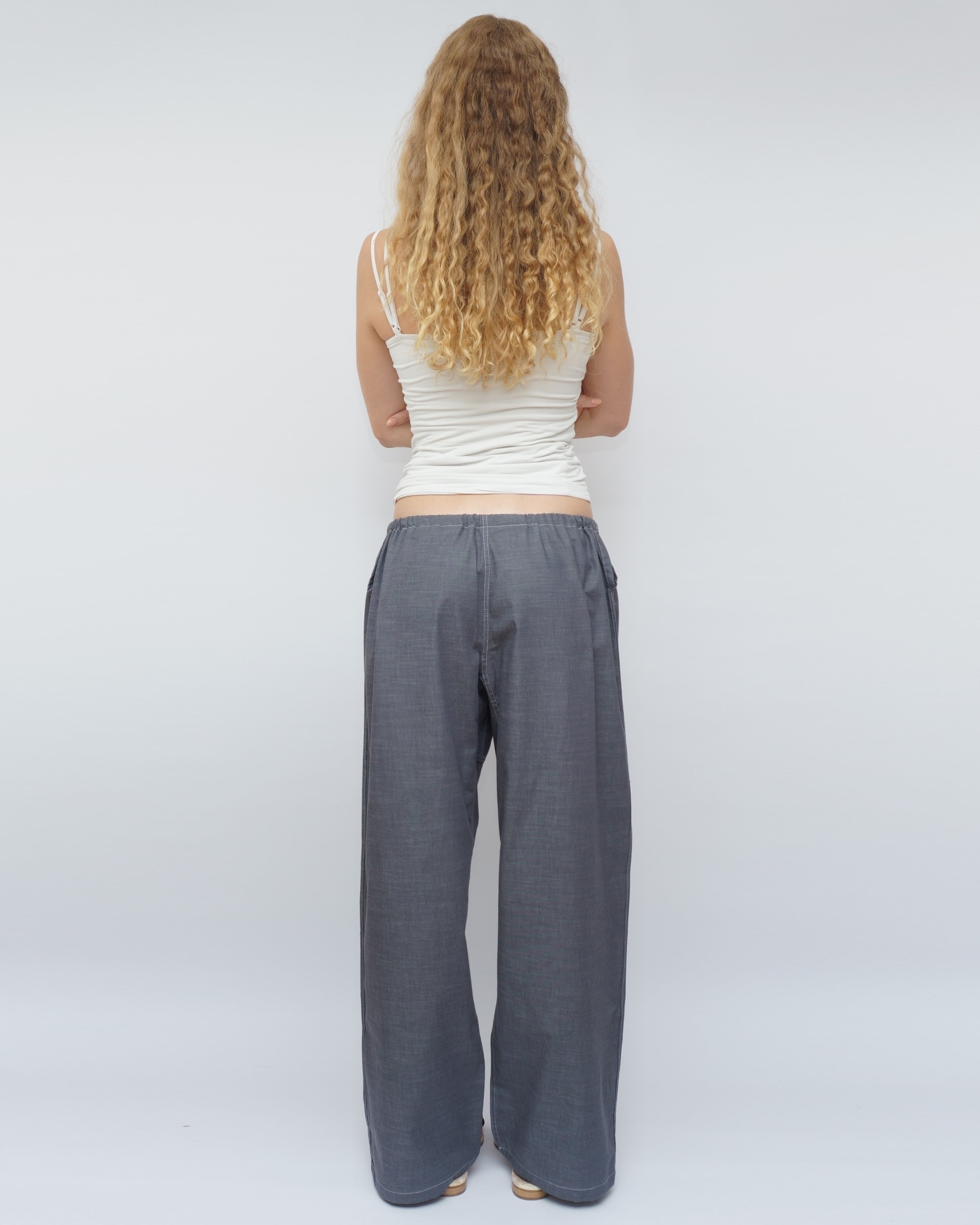 JOU Cut Unisex Denim Blue with white stitching